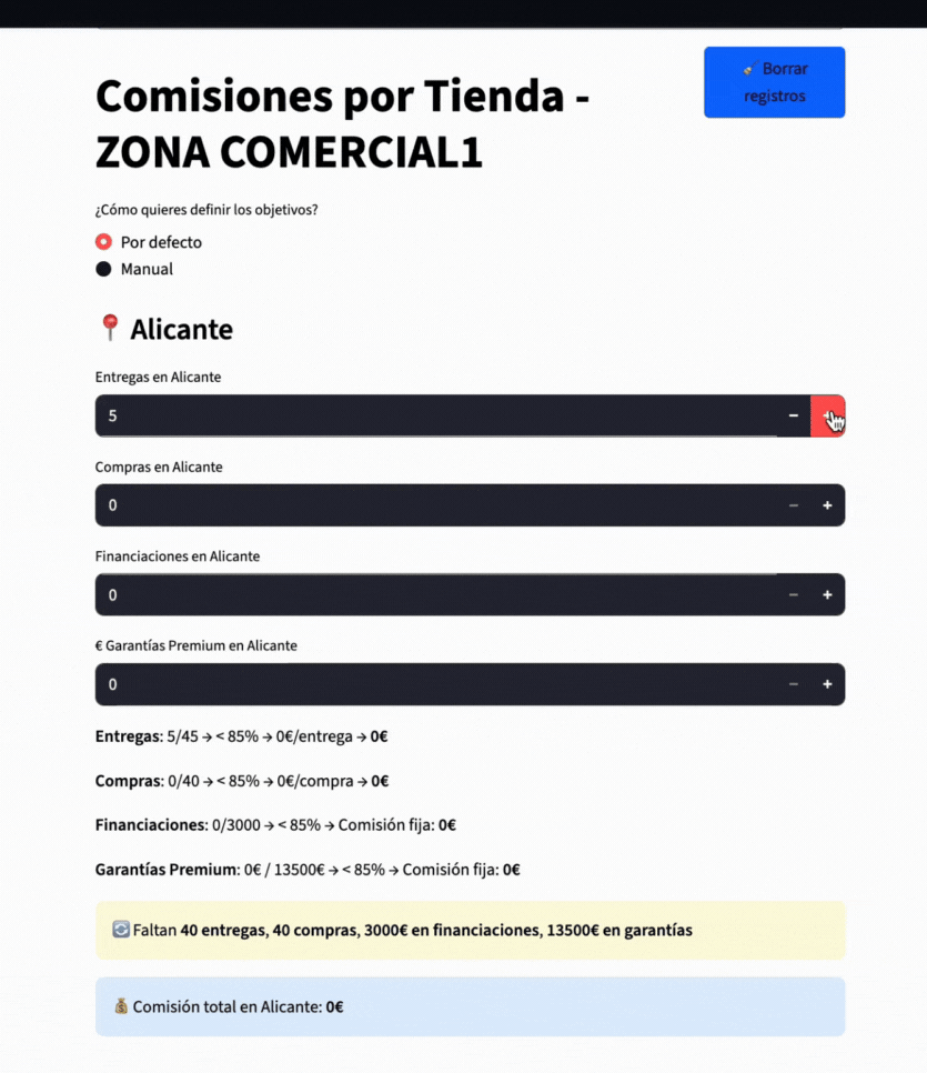 Ejemplo calculadora comerciales Motor Branding